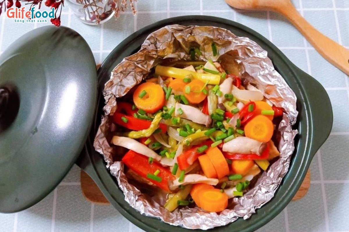 TẢO NƯỚNG GIẤY BẠC VỚI NẤM